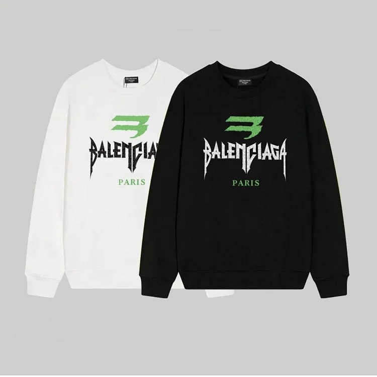 Balenciaga Distressed Logo Long-Sleeved Hoodie