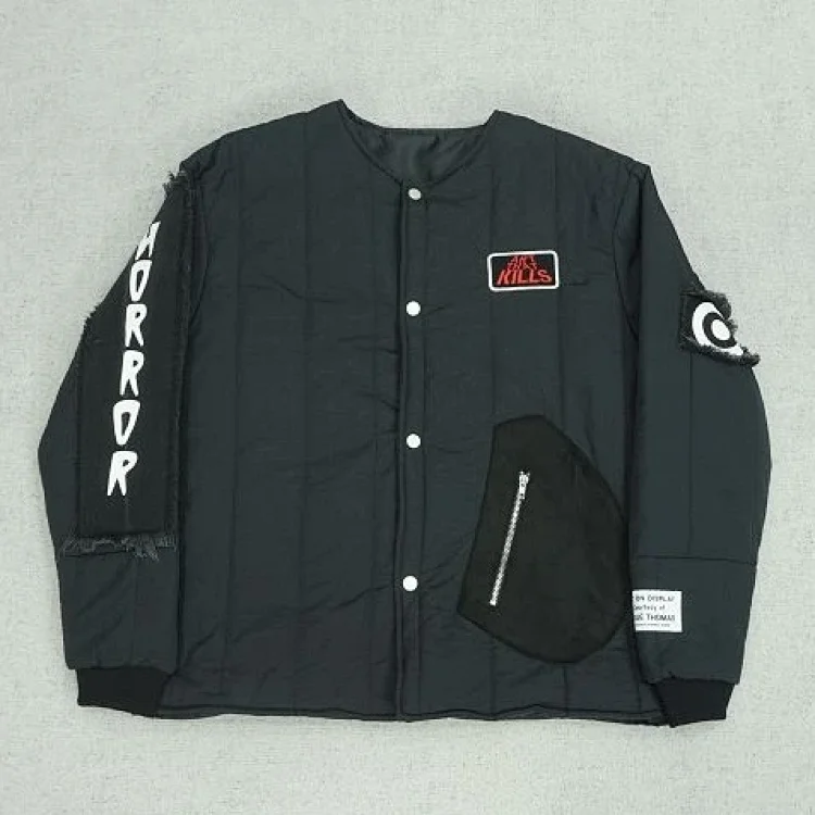 HorrorKills Black Bomber ceket with Zip Giyim