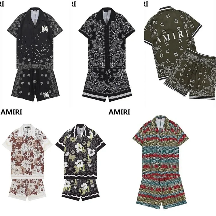 AMIRI Bandana Print Polo Shirt Šortky Se Tričko