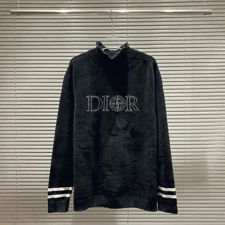 DIOR Letter Embroidered Turtleneck Sweat Hoodie